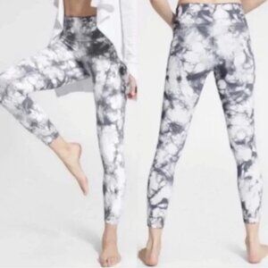 Tie Dye Cloud Wash Athleta Mid Rise L Grey White Leggings Women